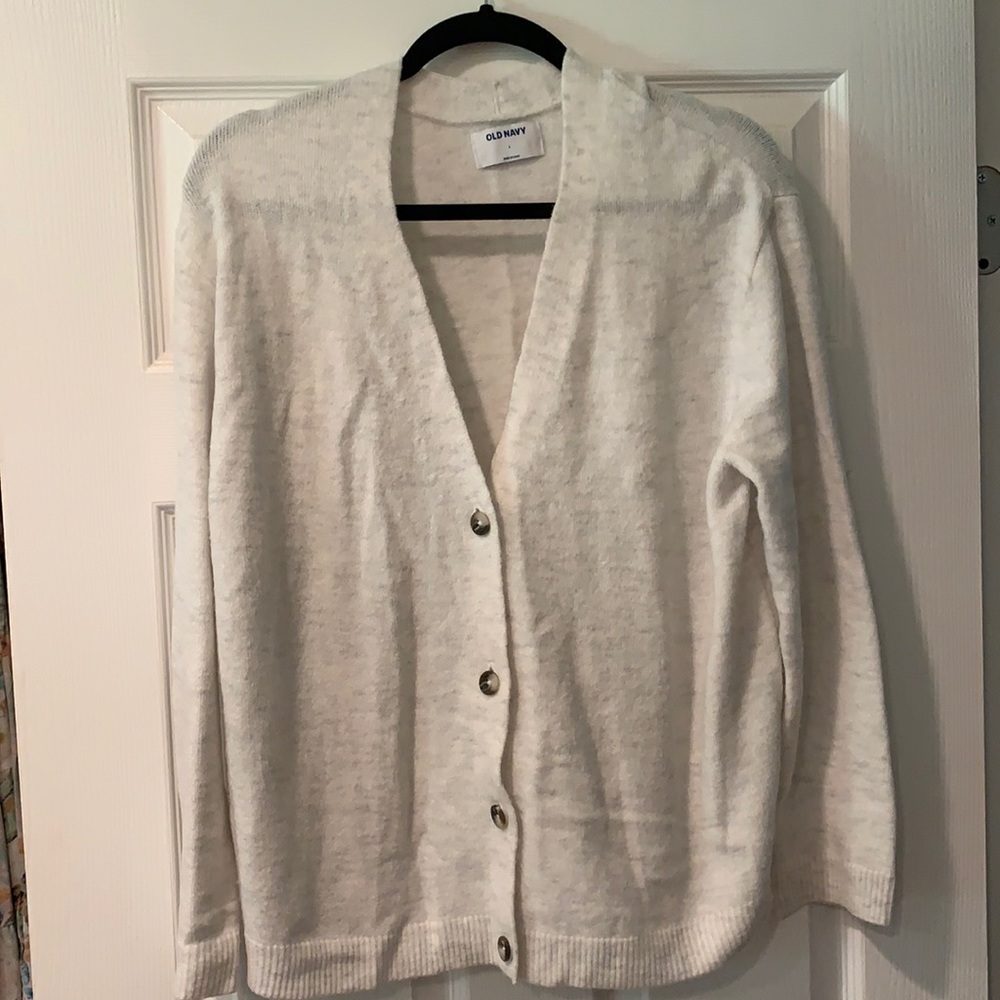 Old Navy-size L/G-White/Gray Heather-lightly worn